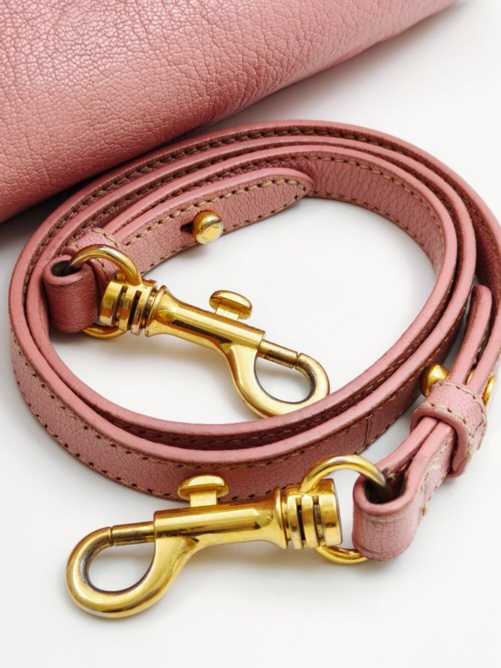 Miu Miu Pink Vitello Leather Satchel Top Handle Bag Gold Hardware - Picture 10 of 15
